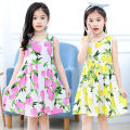 Children's and Girls' Sleeveless Cotton Silk Princess Tank Top Dress Summer Skirt. 