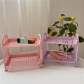 Kawaii Macaron Minimalist Desk Desktop Organizer Storage Rack Student Dormitory Folding Hollow Shelf Skin Care Storage Shelf. 