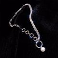 Korean Fashion Temperament Crystal Shiny Clavicle Chain Female European and American Chain around the Neck Round Small Pendant Prom Accessories Locket Chain for Ladies at Wedding, Birthday Party, Anniversary Gift.