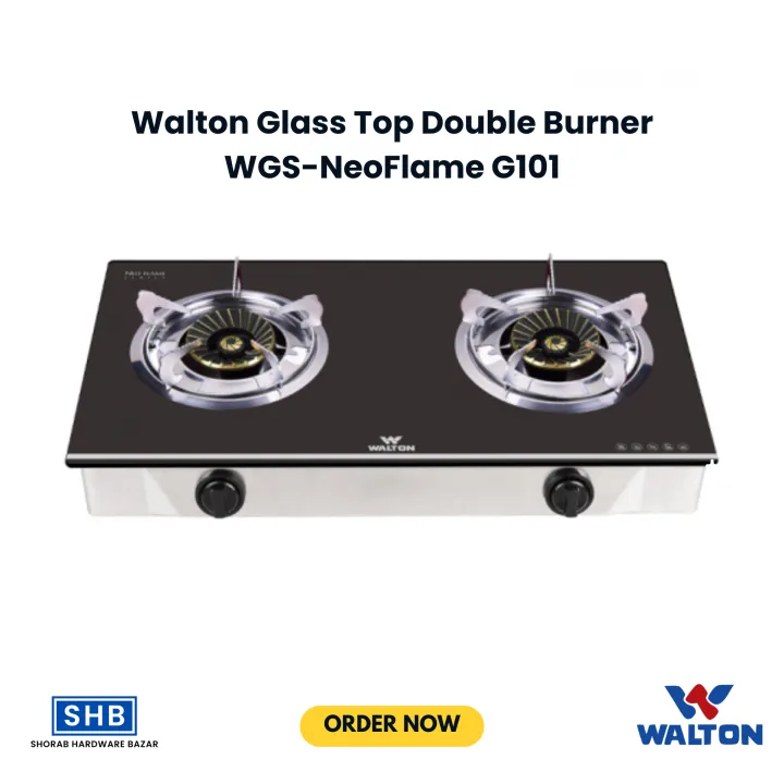 Walton Glass Top Double Burner WGS-NeoFlame G101 (LPG/NG)