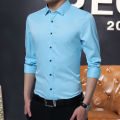 Spring and Autumn Long sleeved Silky White Shirt New Slim Fit Business Casual No iron Professional Men's Inch Clothes Fashion Best Man Group Clothing.