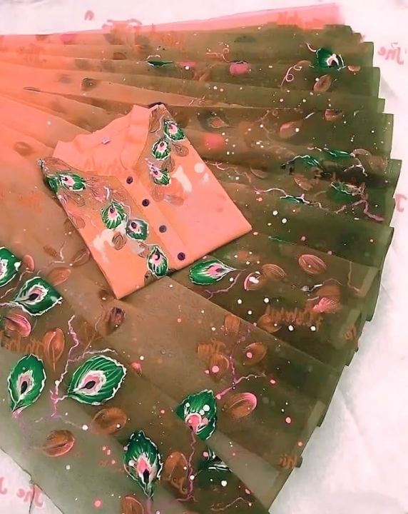 New Hand Print Half Silk Couple Dress Sharee and Panjabi for man and women