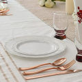 New European Disposable Dinnerware Plates Embossed Design Plastic Tableware Wedding Birthday Party Dessert Cake Plates Supply.