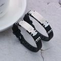 Yiwu small commodities street stall hand jewelry PVC stainless steel boys' bracelet trend hip-hop titanium steel couple bracelet.