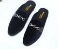 Velvet Fabrics Half Shoe Black Color For Men.