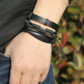 Men's Bracelets Set 5pcs Mixed Leather Wrap Bracelet Black Bangles Punk Male Rock Male Jewelry Accessory Small Gift.