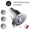 Shower Head High Pressure 3.24" Round Massaging Rain 3-Spray Overhead Showerhead With Adjustable Swivel Ball Joint Water-saving Self-Cleaning Jets For Low Water Flow & Pressure. 