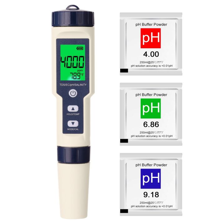 Five in one professional multi parameter combination tester PH/EC/TDS ...