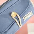 Large Capacity Three Layer Pencil Case Cute Canvas Pen Pouch Bag Cosmetic Bag Portable Storage Bag for Teen Students Office School Supplies.