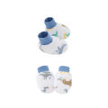 【In-Stock】 3pcs Newborn Baby Hat Mitten Booties Set Cartoon Printing Infant Beanie Cap Mittens Set For 0-6 Months Baby. 