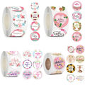 Tag Sticker Kraft Paper Happy Birthday Gift Tag Hangtag 500 Pieces Round Happy Mother's Day Gift.