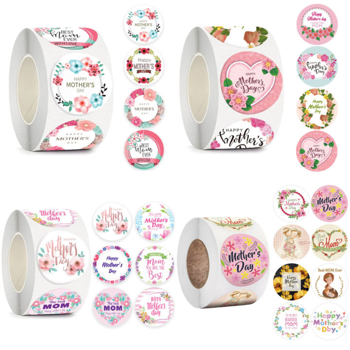Tag Sticker Kraft Paper Happy Birthday Gift Tag Hangtag 500 Pieces Round Happy Mother's Day Gift