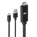 2 in 1 USB C 3.1 Type-C to HDMI-Compatible 4K 30Hz Adapter Cable with USB Power for Phone Connected to Projector TV.
