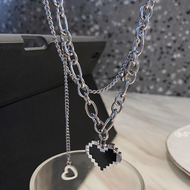 Trendy%20Punk%20Mosaic%20Pixel%20Double%20Layer%20Necklace%20Charm%20Gothic%20Clavicle%20Chain%20Metal%20Black%20Heart%20Pendant%20Necklace%20for%20Women%20Girls%20Party%20Jewelry%20Gift%20-%20Image%206