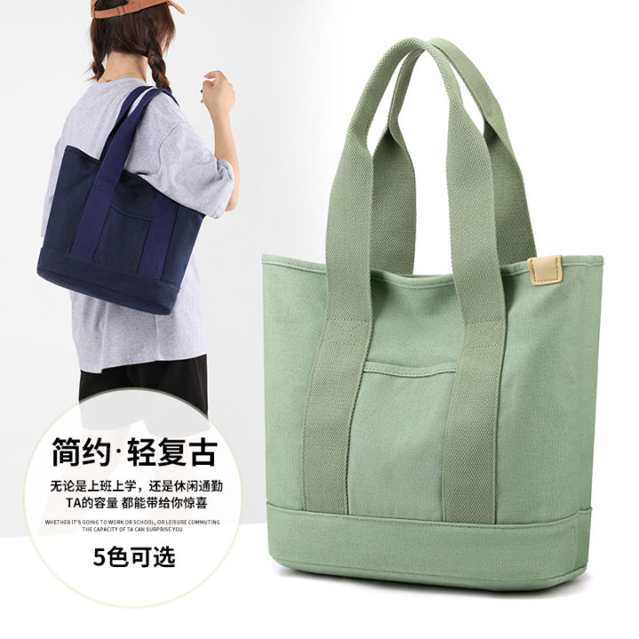 Japanese mille-feuille canvas shoulder handbag, student multi-compartment, large-capacity commuting, outing, small handbag, bag for women