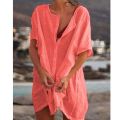 Qisin Hot 2023 Cotton Tunics for Beach Women Swimsuit Cover-ups Woman Swimwear Beach Cover up Beachwear Mini Dress Sai de Praia. 