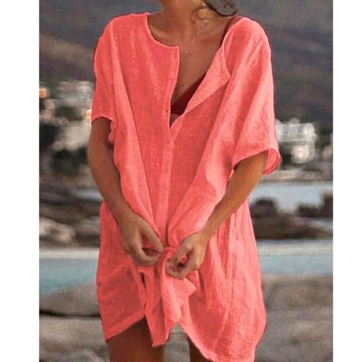 Qisin%20Hot%202023%20Cotton%20Tunics%20for%20Beach%20Women%20Swimsuit%20Cover-ups%20Woman%20Swimwear%20Beach%20Cover%20up%20Beachwear%20Mini%20Dress%20Sai%20de%20Praia%20-%20Image%207