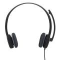Logitech H151 Wired Headset, Stereo Headphones with Rotating Noise-Cancelling Microphone, 3.5 mm Audio Jack, In-Line Controls, PC/Mac/Laptop/Tablet/Smartphone - Black.