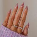 24pcs Black 3D Bow Almond Nails Tips Pearl Love Sequin Design False Nails Art Removable Waterproof Artificial Press on Nail. 