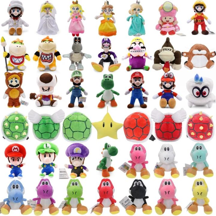 【Abandon】41 Styles Mario Stuffed Plush Toys Princess Peach Toadette Bowser JR Luigi Yoshi Waluigi Wario Anime Cartoon Peluche Dolls