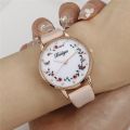 2pcs/set Women's Watch Butterfly Fashion Quartz Watch Analog PU Leather Wrist Watch & Rose Flower Bracelet, Valentines Gift For Her. 