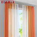 2Pieces Colorful Curtain Orange Gradient Tulle Curtains For Living Room Bedroom Kitchen Sheer Drapes Home Decor Custom Cortinas.