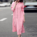 ZANZEA Women Fashion Round Neck Shirtdress Versatile Button Down Side Split Dresses #15.