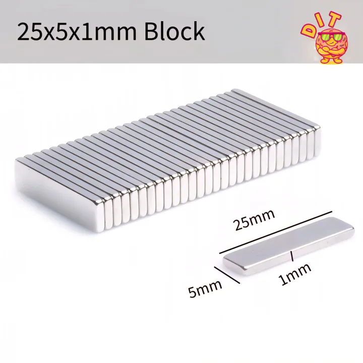 High-Strength N52 Neodymium Square Magnets 25x5x1mm, 25x5x1.5mm for DIY Projects, Magnetic Playboards, and Office Organization - Unisex
