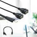 USB 2.0 A 1 Male to 2 Dual USB Female Data Hub Power Adapter Y Splitter Cable-black.