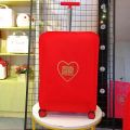 Suitcase 24 inch wedding suitcase set double happiness word big red suitcase trolley trunk cover protective bag.