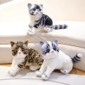 INS Lifelike Real Prone Cat Plush Doll Stuffed Pure Colors Grey White Yellow Kitten Toy Pets Animal Kids Gift. 