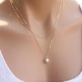 Trendy Double Layer Pearl Pendant Necklace for Women New Collection - Necklace for Girls Stylish - Necklace for Girls Simple/ Charming Women's Choker Chain. 
