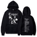 Rapper Tupac 2pac Print Hoodies Hip Hop Streetwear Men's Hoodie Shakur Tracksuits Punk Fleece Sweatshirts Loose Casual Pullover.