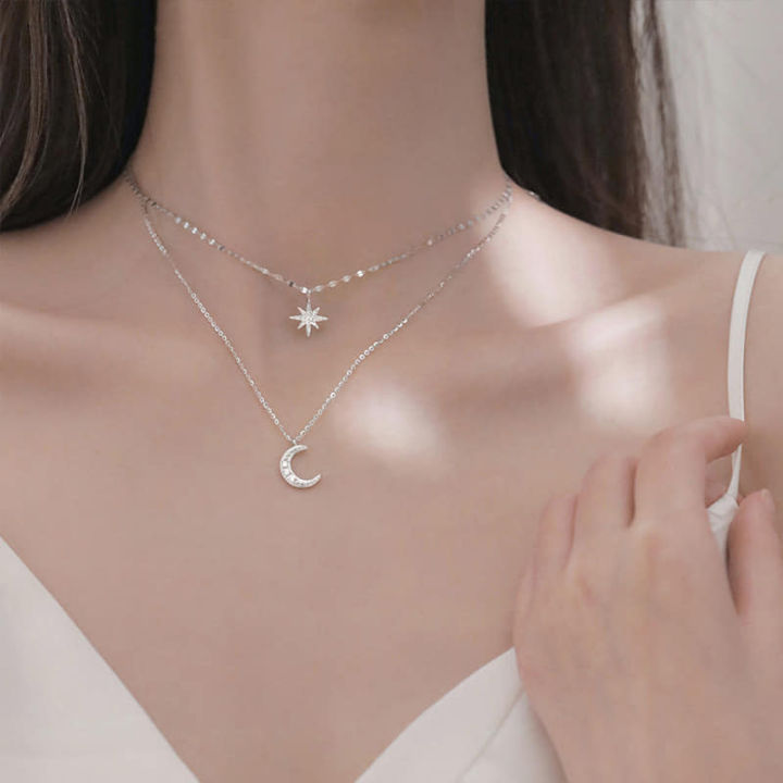 New%20Zircon%20Moon%20Pendant%20Necklace%20for%20Women%20Fashion%20Jewelry%20%20Double%20Layer%20Star%20Moon%20Charm%20Chain%20For%20Women%20-%20Image%204
