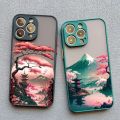 Japanese Aesthetic Mount Fuji Landscape Map Phone Case For iPhone 7 8 Plus 14 13 12 11 15 Pro Max Mini XR XS X Shockproof Cover. 