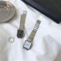 Fashion Simple Square Quartz Watch Stainless Steel Metal Watch Girl New. 