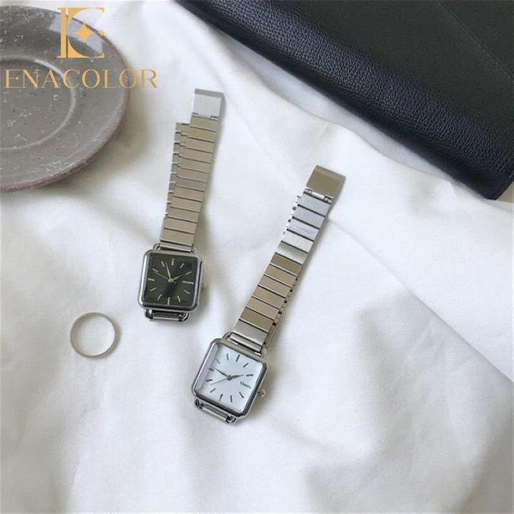 Fashion Simple Square Quartz Watch Stainless Steel Metal Watch Girl New