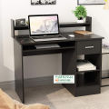 Home Office Computer Desk keyboard tray with Drawer and Shelves Woark Station Table, Black Desk Perfect for your Office Space & Personal Work Table, Computer Desk with Keyboard Tray, Black 36/36''.