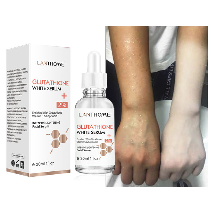 what time of day should you take liposomal glutathione Lanthome Glutathione Whitening Serum Fade Black Dark Spots Vitamin C  Defects Reduce Facial Oil Brightening Firming For Women