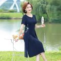 vintage two pieces Summer Casual Midi Dress chiffon loose Dress embroidery Women Elegant Bodycon Party Vestidos. 