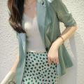 Thin Striped Suit Short Coat 2024 Summer New Slim Fit Slimming 3/4 Sleeves Easy Matching Coat Suit for Women. 