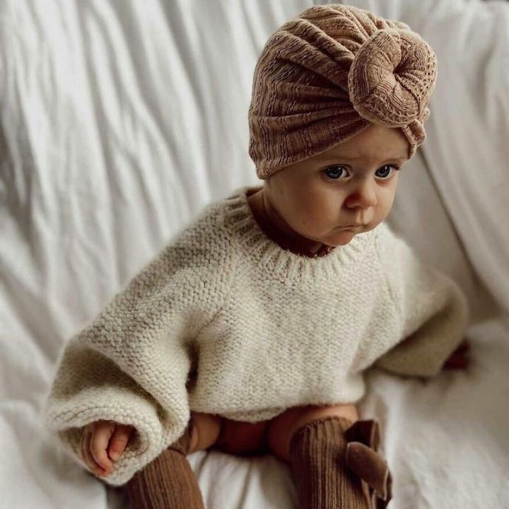 Knotted Hats for Baby Girl Beanie Bow Headband Infant Turban Newborn Head Accessories Winter Hat Warm Bonnet Caps Mother Kids Daraz .bd