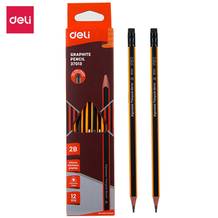 DELI Graphite Pencils for School 1 Box(12PCS) HB/2B Office Pencil Drawing Pencil Set Pencils for Kids E37013 E37014