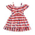 Kids Girls Independence Day Dress Stars Stripe Print Ruffles Sling Dress Toddler Summer Sleeveless Princess Dress. 