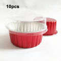 【NEW】 10Pcs 125ML Aluminum Foil Round Shaped Cupcake Cup with Lids Creme Containers Dounp. 