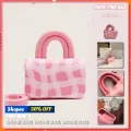 Pink Women Bag Princess Pu Summer Messenger Bag Checker armpit French bread Popular flower bag Chain Girl Student temperament messenger bag. 