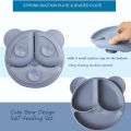 Cartoon Bear Shaped Baby Silicone Plate Cute Portable Suction Plate Kids Divided Plate Non-Slip Strong Suction Dishes for Baby Toddlers. 