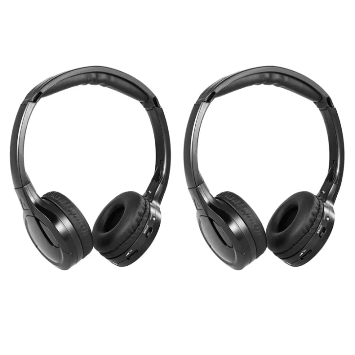4Pack IR Wireless Headphones for Car DVD Player Headrest Video,On-Ear Infrared Headphones Headset Universal (Black)