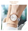 Curren 9081 Stainless Steel Analog Watch For Women - Silver & Pink. 