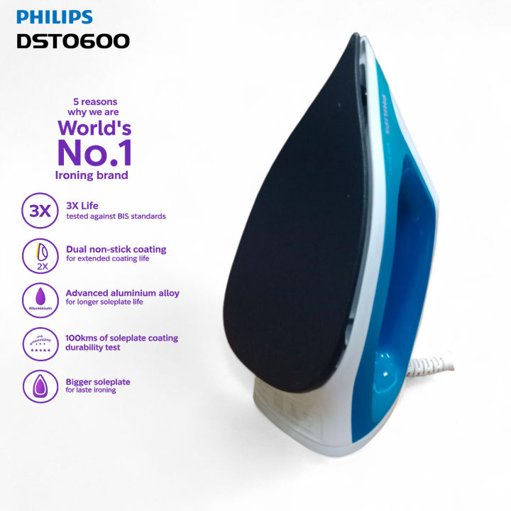Philips%20DST0600/20%201000W%20Dry%20Iron%20%E2%80%93%20Non-Stick%20Soleplate,%20Adjustable%20Temperature,%20Lightweight%20Design%20-%20Image%209